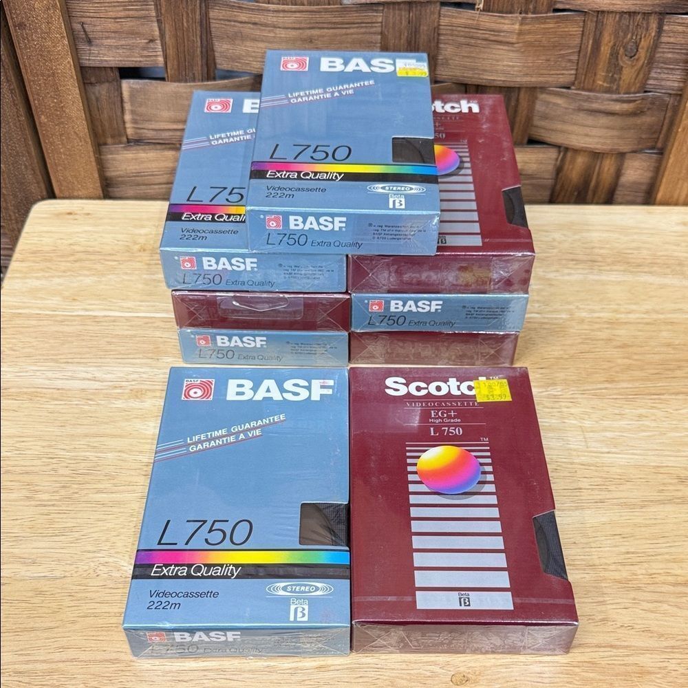 New Sealed Beta BASF and Scotch L750 Video Cassettes